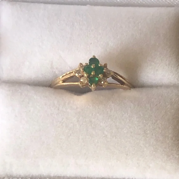 Final ✨ 14K Solid Gold/Diamonds Flower Cluster Ring ESTATE - Picture 2 of 9